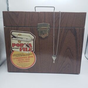 Vintage Metal Faux Wood Grain Ballonoff Personal Porta File Storage Box
